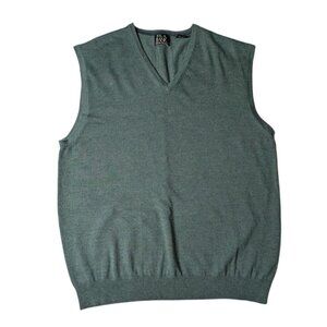 Jos. A. Bank 100% Merino Wool Sweater Vest Mens XL Green Preppy Academia